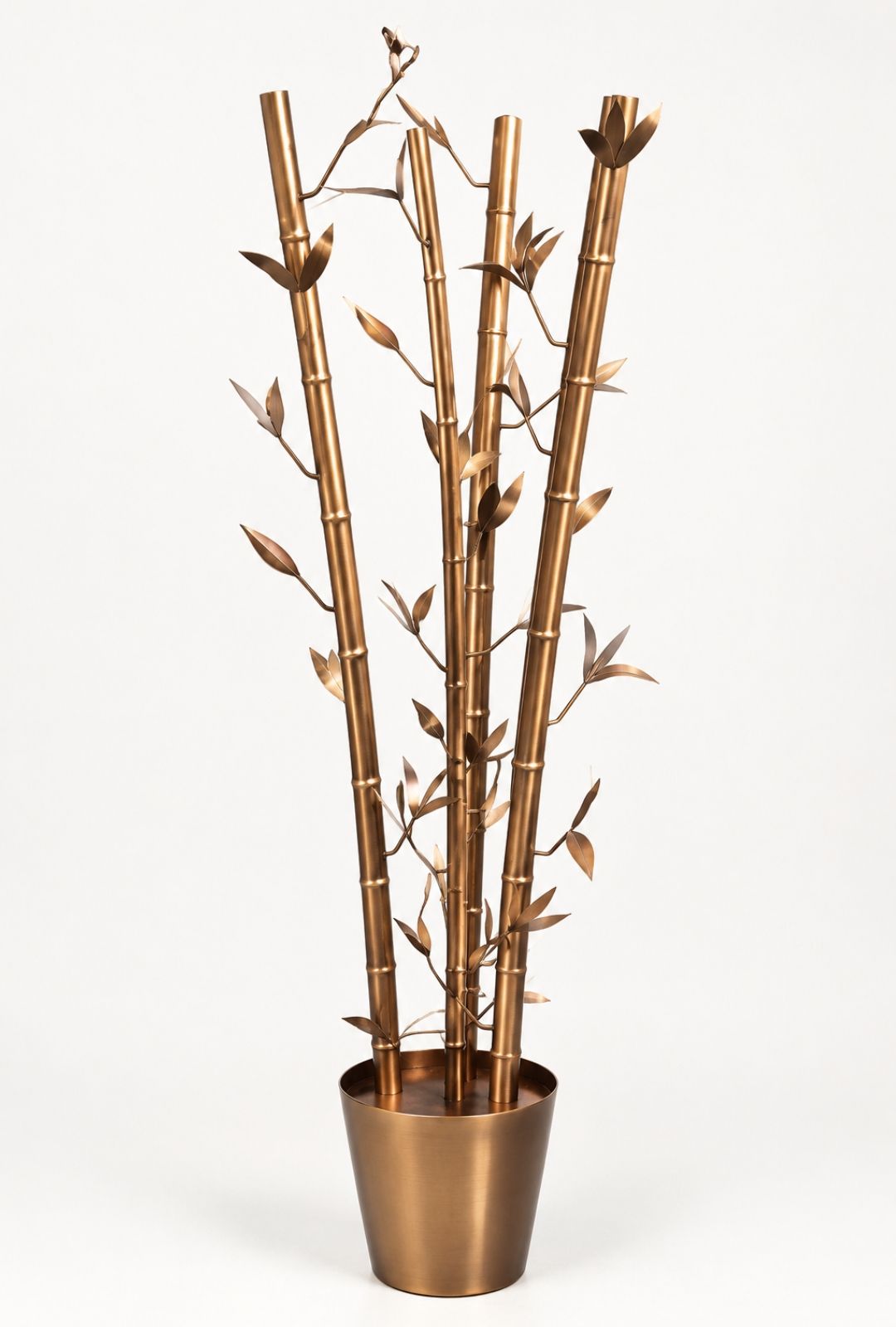 Luxury Gold Metal Bamboo Artificial Plant in Decorative Pot – Modern Indoor Home